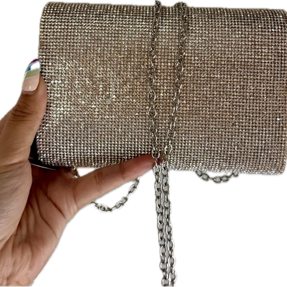 NWT Silver Rhinestone Clutch Crossbody